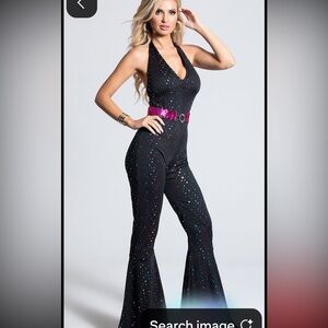 Dreamgirl Black Jumpsuit with Pink Accents